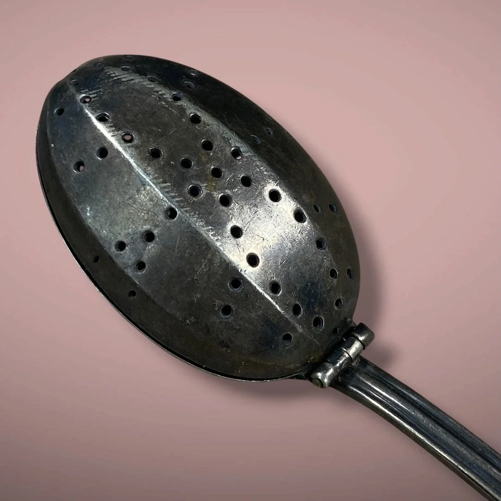Williams Bros Imperial Tea Infuser Spoon Silverplate Hinged Strainer 1919